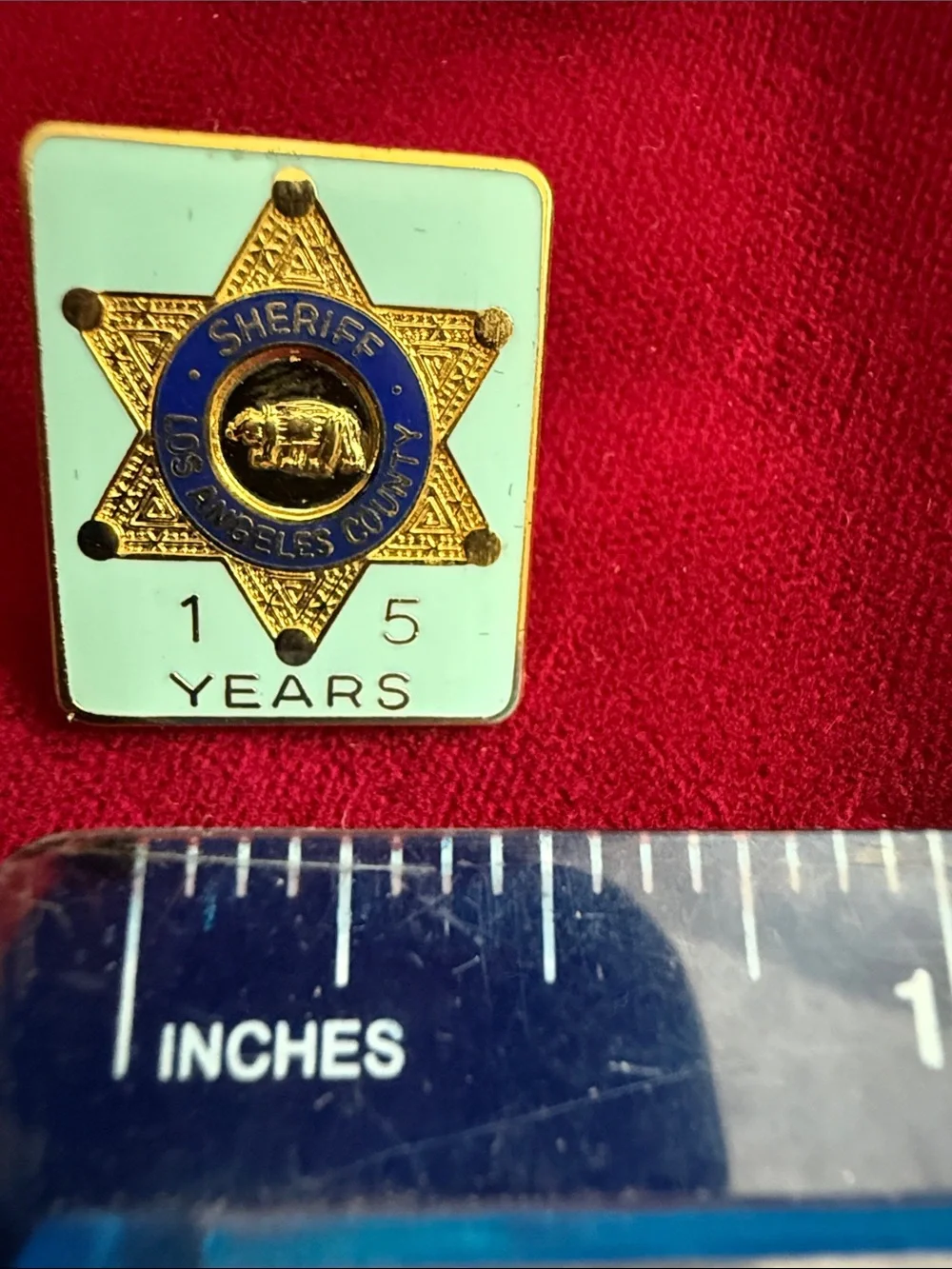 Los Angeles County Sheriff Light Blue and Gold Anniversary Pin - 15 Years